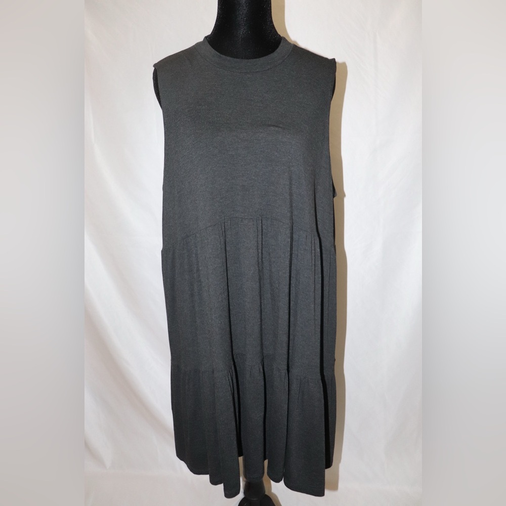 NWT Mud Pie Tiered Jersey Dress Women’s XL Dark Grey
